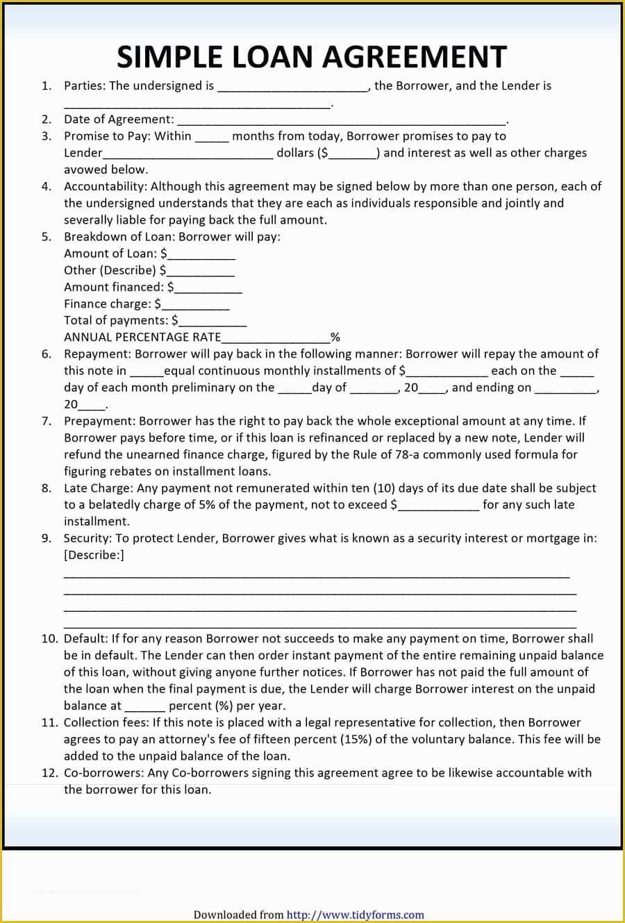 Free Template for Loan Agreement Between Friends Of 29 Of Blank