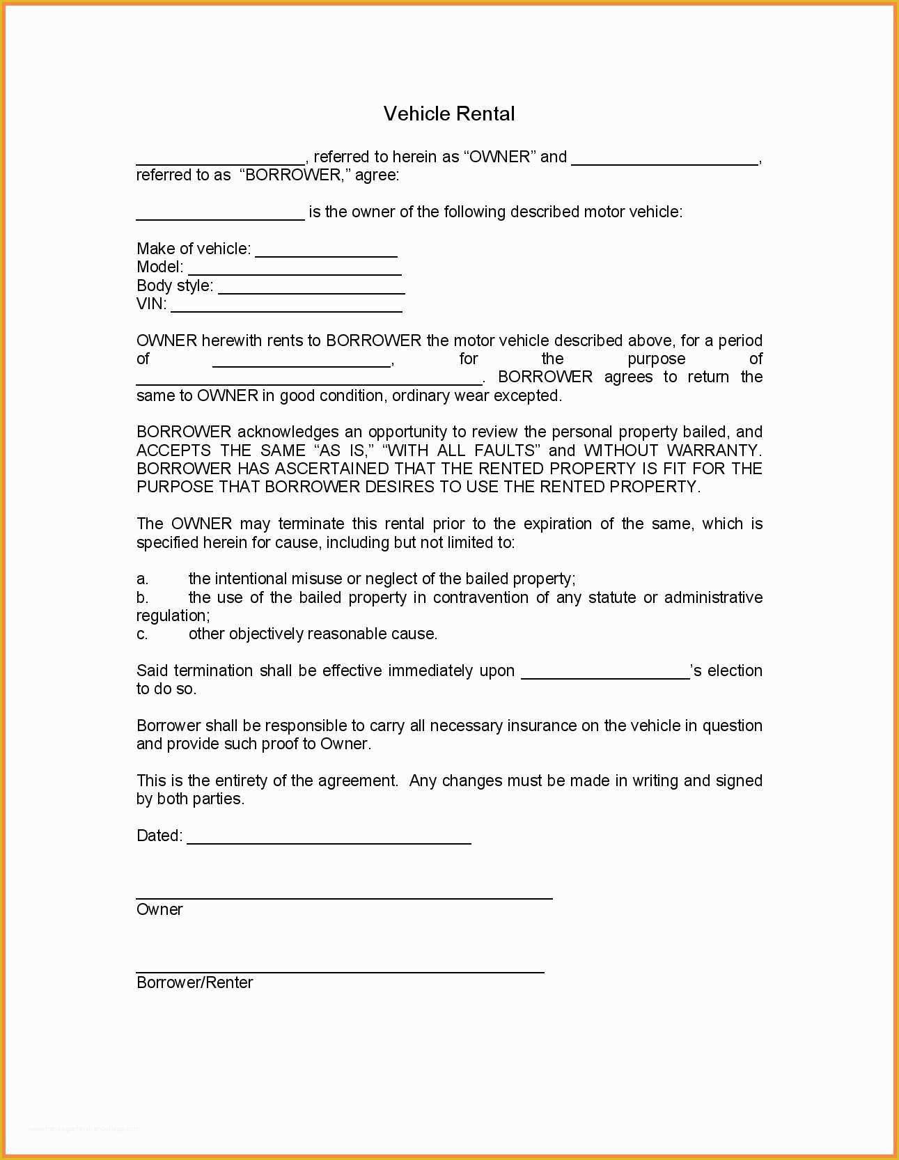 Free Template for Loan Agreement Between Friends Of 50 original Car Rental Agreement Between Friends Ko