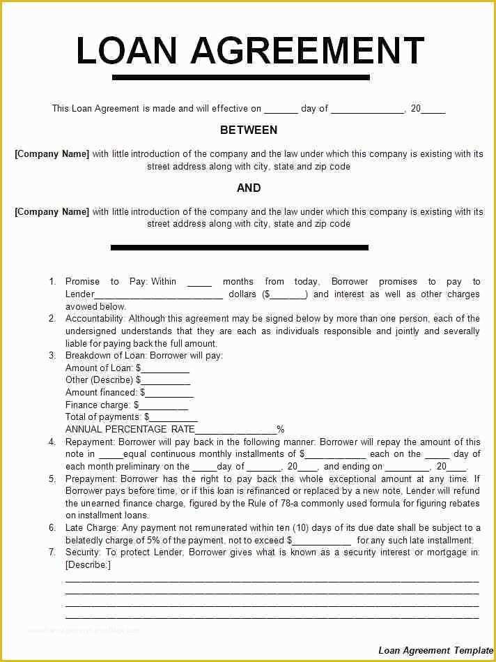 Free Template for Loan Agreement Between Friends Of Loan Agreements Between Individuals
