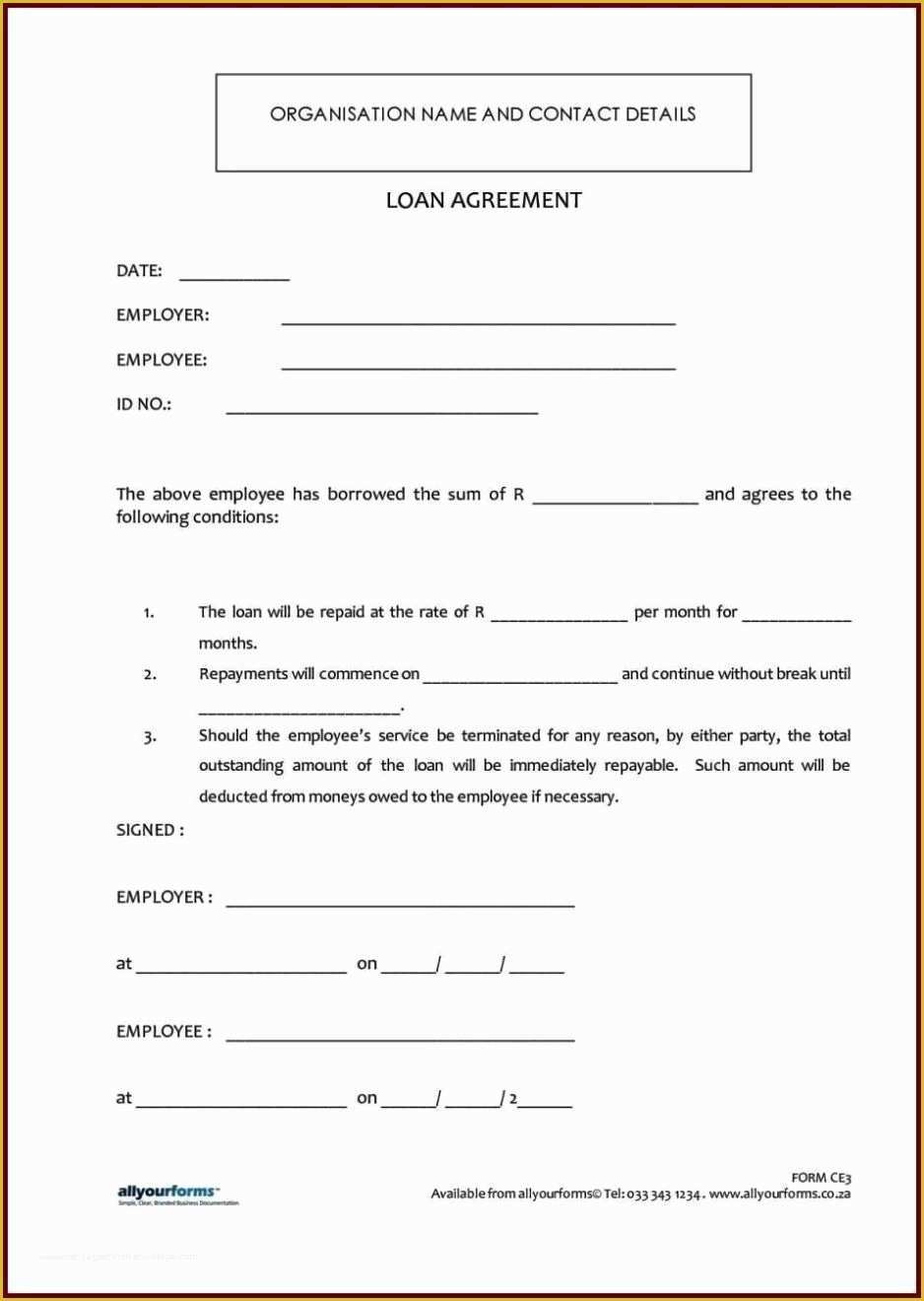 Free Template for Loan Agreement Between Friends Of Standard Loan Agreement Template Free Sampletemplatess