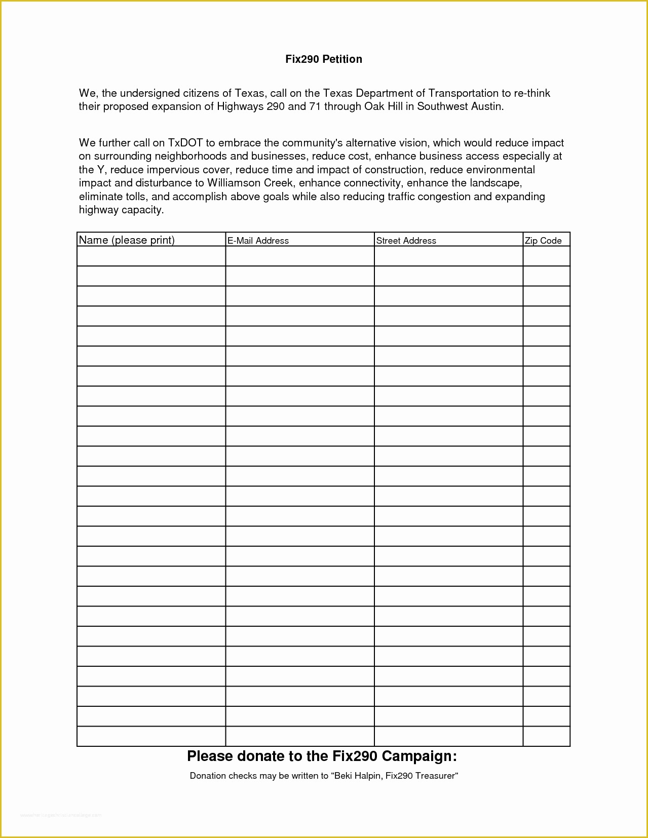 Free Template For Petition Signatures Printable Templates