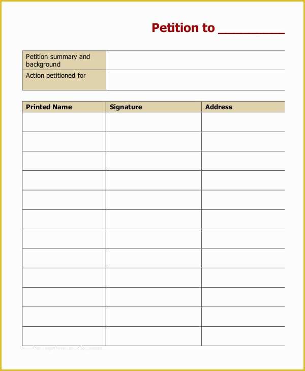Free Template for Petition Signatures Of 7 Petition Templates Pdf Word