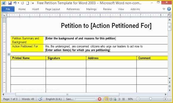 Free Template for Petition Signatures Of Free Petition Template for Word