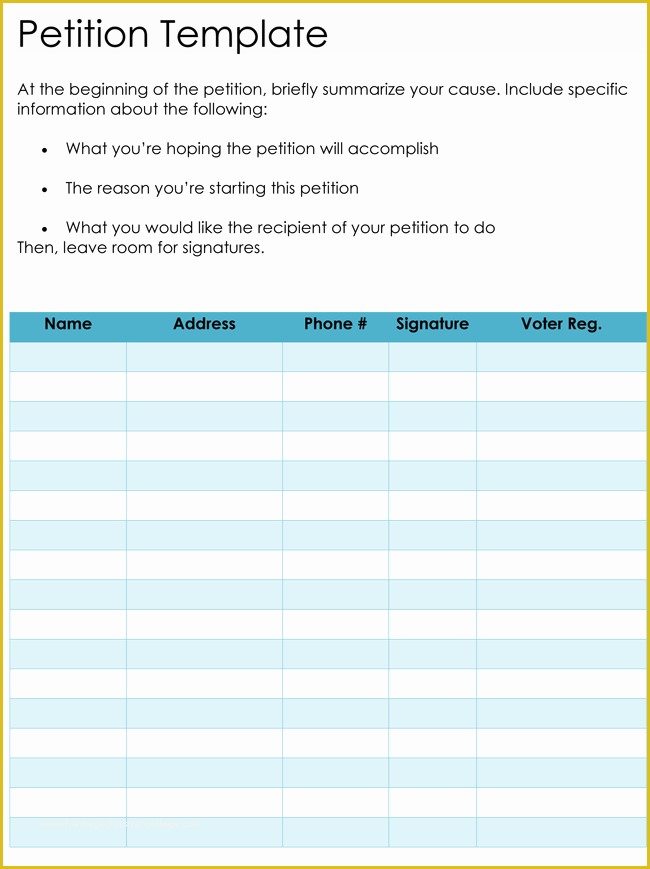 Free Template for Petition Signatures Of Petition Letter Petition Template