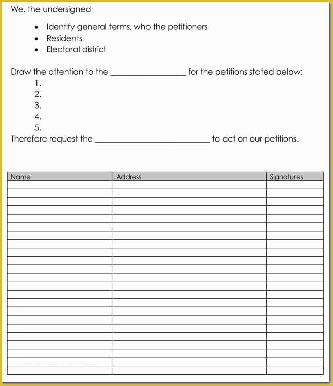 Free Template for Petition Signatures Of Petition Templates Create Your Own Petition with 20