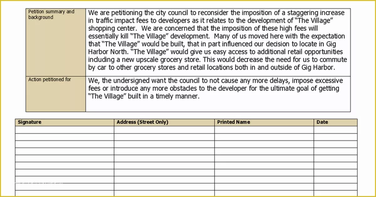 Free Template for Petition Signatures Of Petition Update · Link for Printable Petition · Change