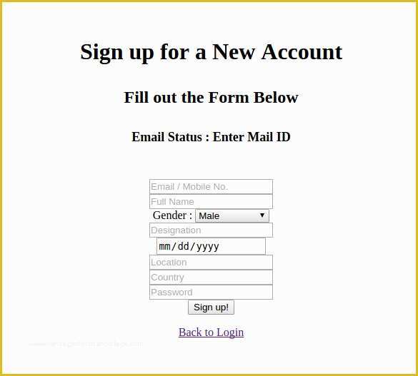 Free Template for Registration form In HTML Of 19 HTML5 Signup & Registration forms – Free HTML Css