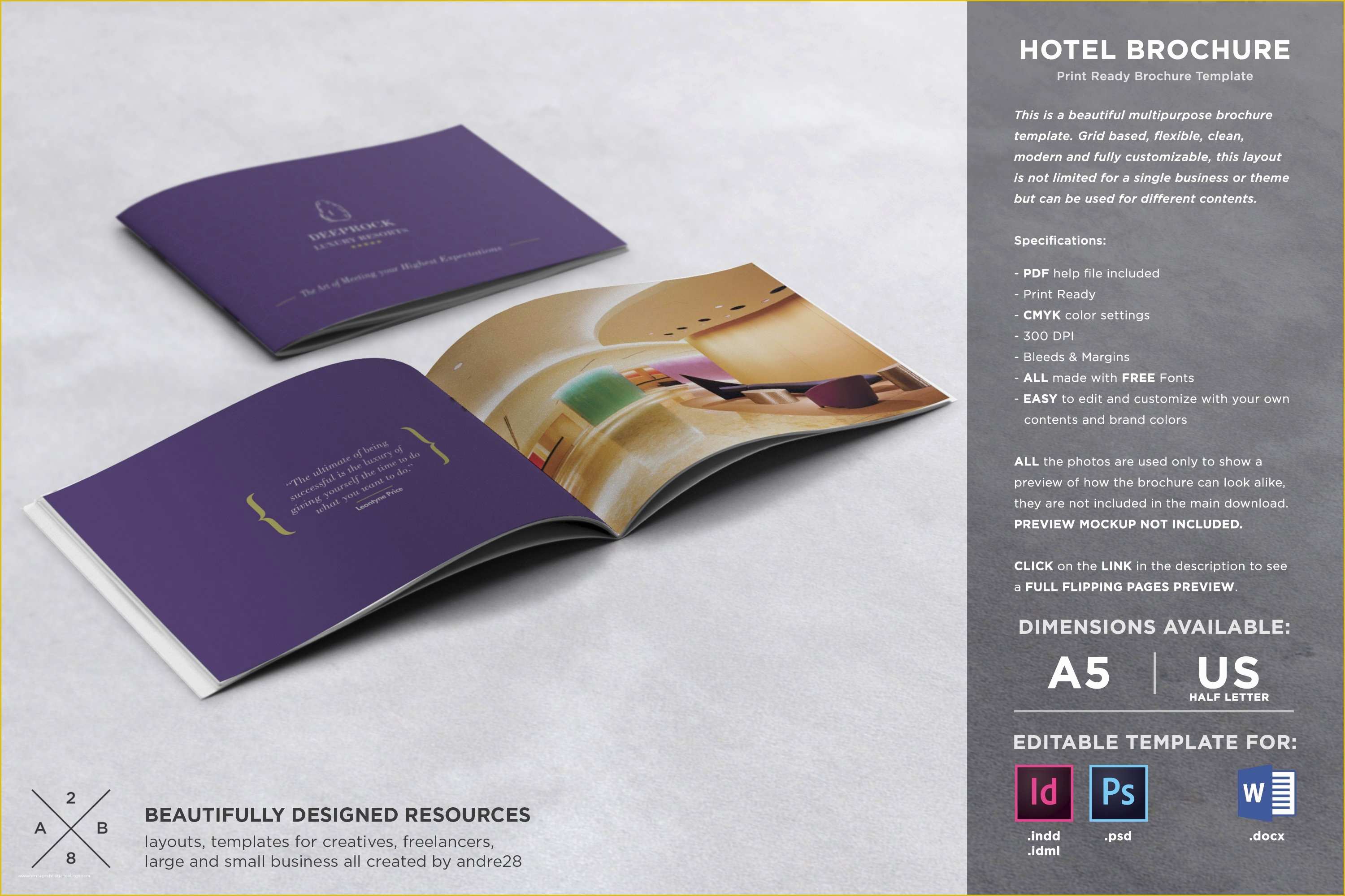 Free Template Of A Brochure Of Hotel Brochure Template Brochure Templates Creative Market