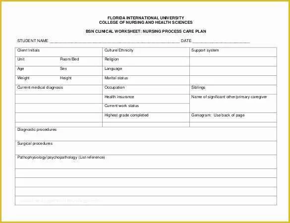 Free Templates for Care Maps Of Nursing Care Plan Templates 20 Free Word Excel Pdf