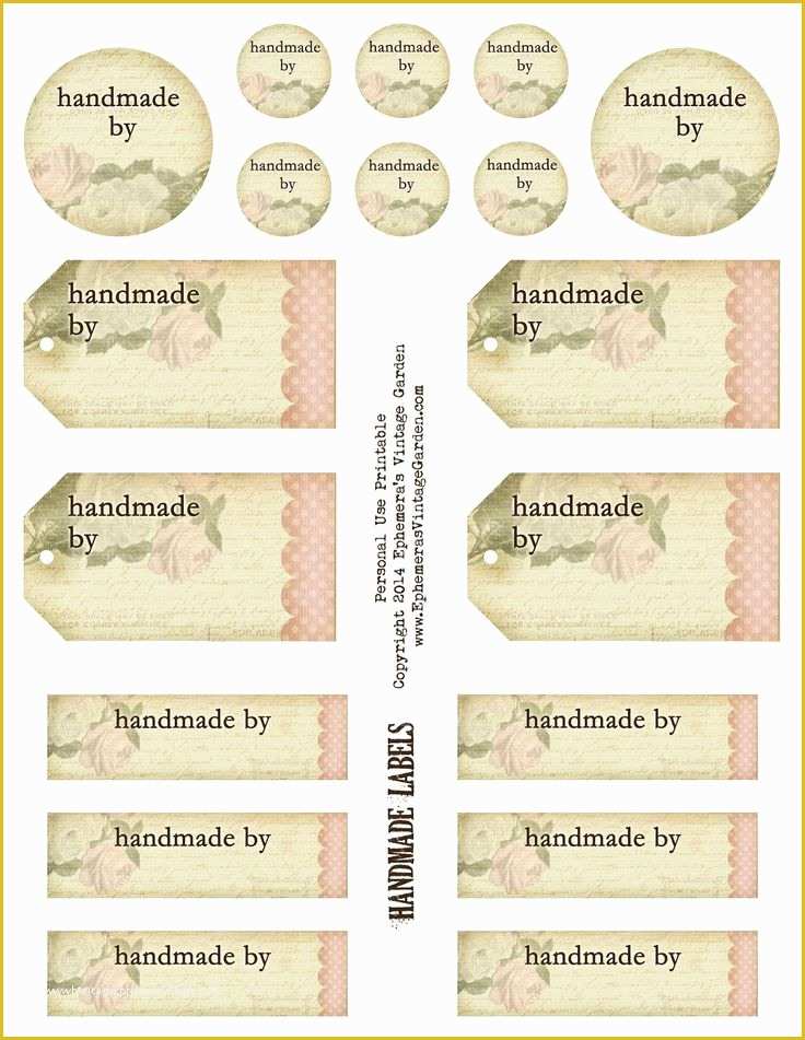 Free Templates for Labels and Tags Of Ephemera S Vintage Garden Free Printable Handmade by
