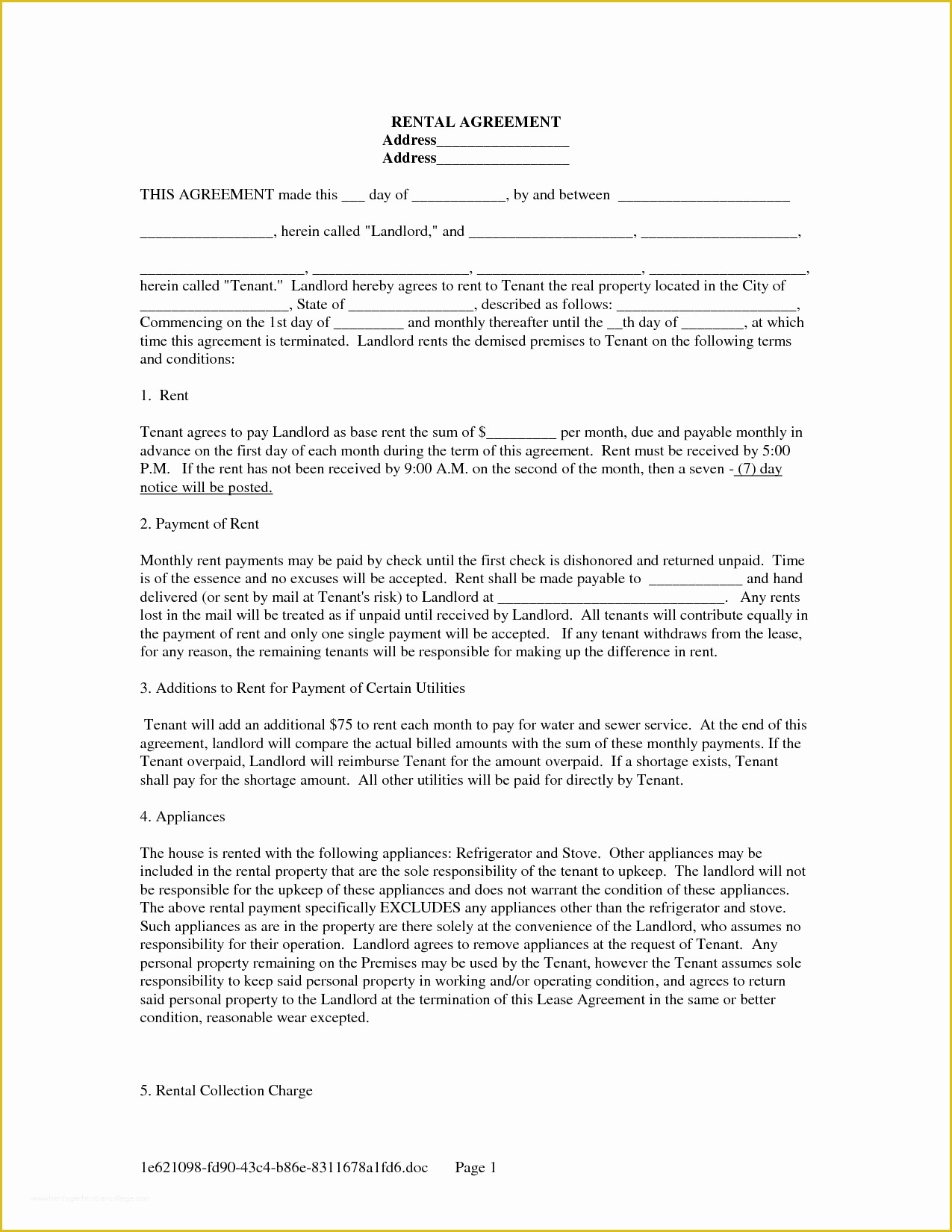 Free Tenant Lease Agreement Template Of Lease Agreement form Free