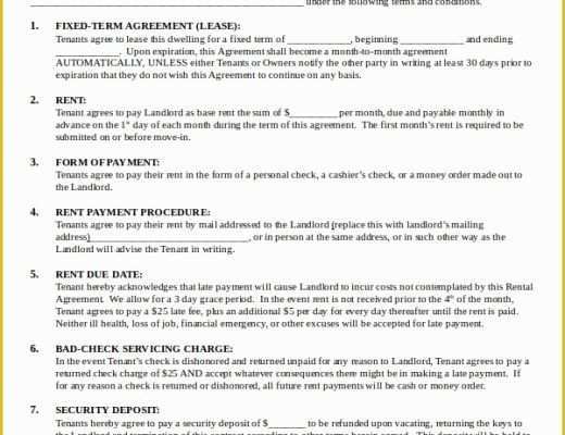 Free Tenant Lease Agreement Template Of Printable Rental Agreement 13 Free Word Pdf Documents