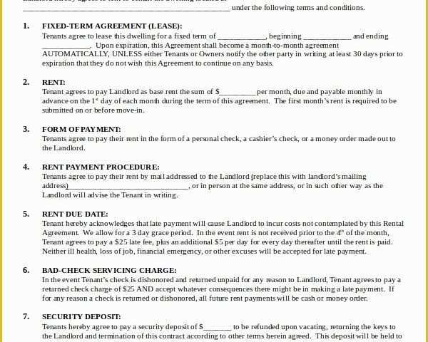Free Tenant Lease Agreement Template Of Printable Rental Agreement 13 Free Word Pdf Documents