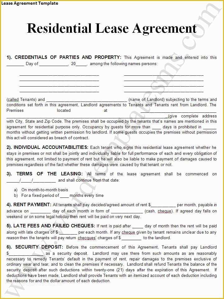 Free Tenant Lease Agreement Template Of Rental Lease Agreement Templates Free
