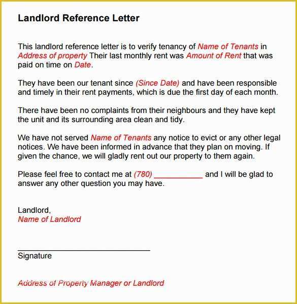 Free Tenant Reference Letter Template Of 10 Landlord Reference Templates to Free Download