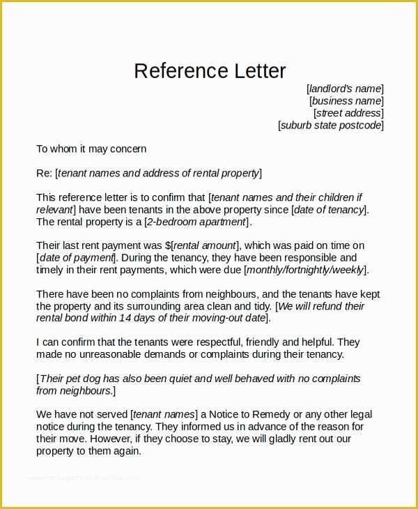 Free Tenant Reference Letter Template Of 18 Reference Letter Template Free Sample Example