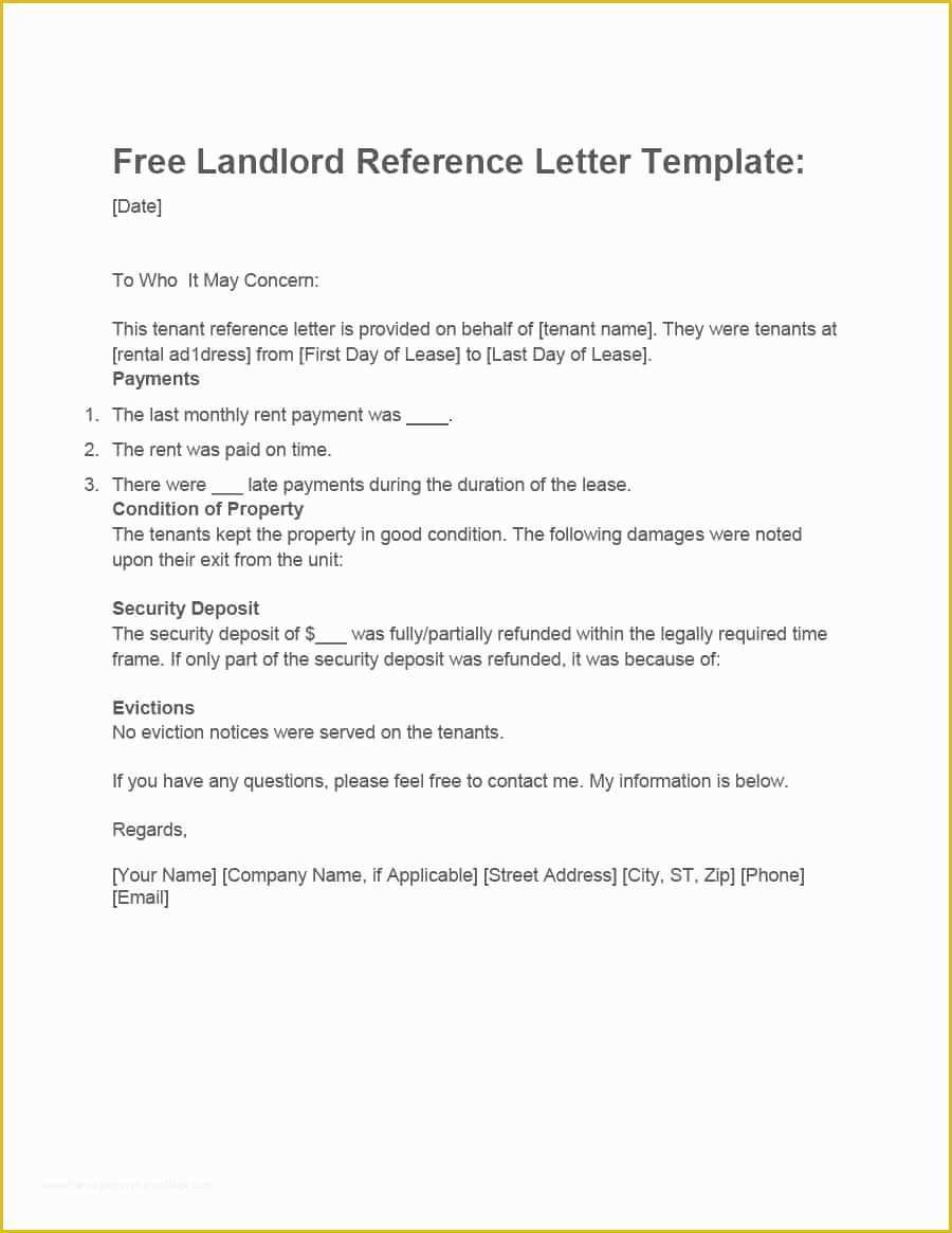 Free Tenant Reference Letter Template Of 40 Landlord Reference Letters &amp; form Samples Template Lab