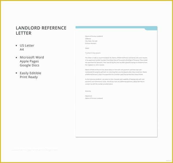 Free Tenant Reference Letter Template Of 42 Reference Letter Templates Pdf Doc