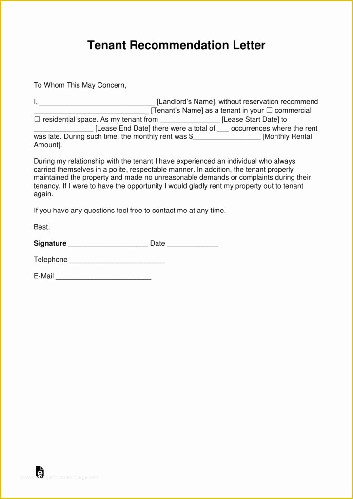 Free Tenant Reference Letter Template Of Free Landlord Re Mendation Letter for A Tenant with