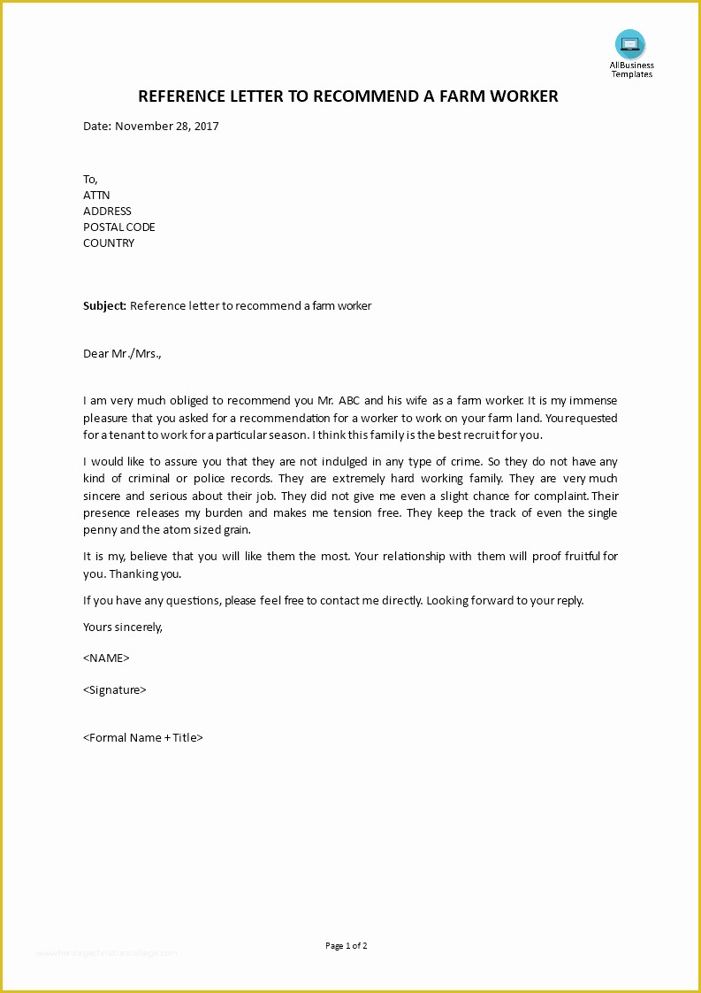 Free Tenant Reference Letter Template Of Free Landlord Reference Letter Template