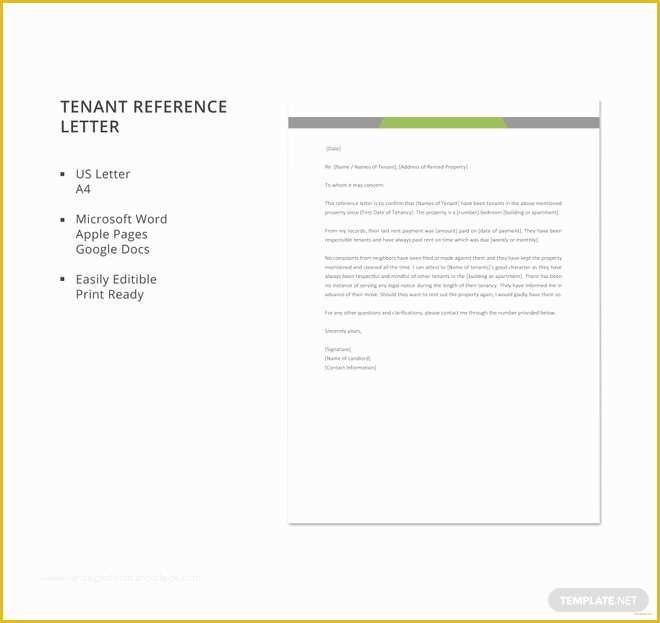 Free Tenant Reference Letter Template Of Free Tenant Reference Letter Template In Microsoft Word