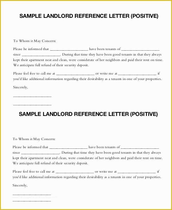 Free Tenant Reference Letter Template Of Landlord Reference Letter 5 Free Sample Example