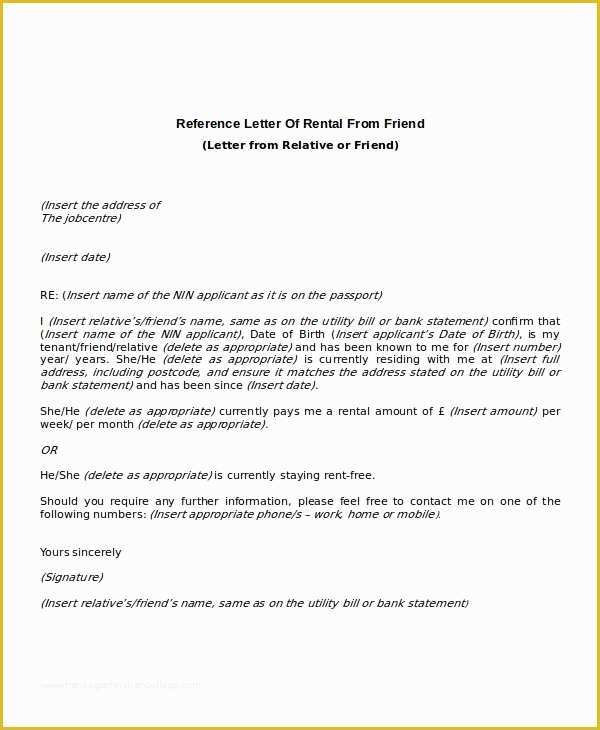 Free Tenant Reference Letter Template Of Sample Reference Letter for Landlord From Employer