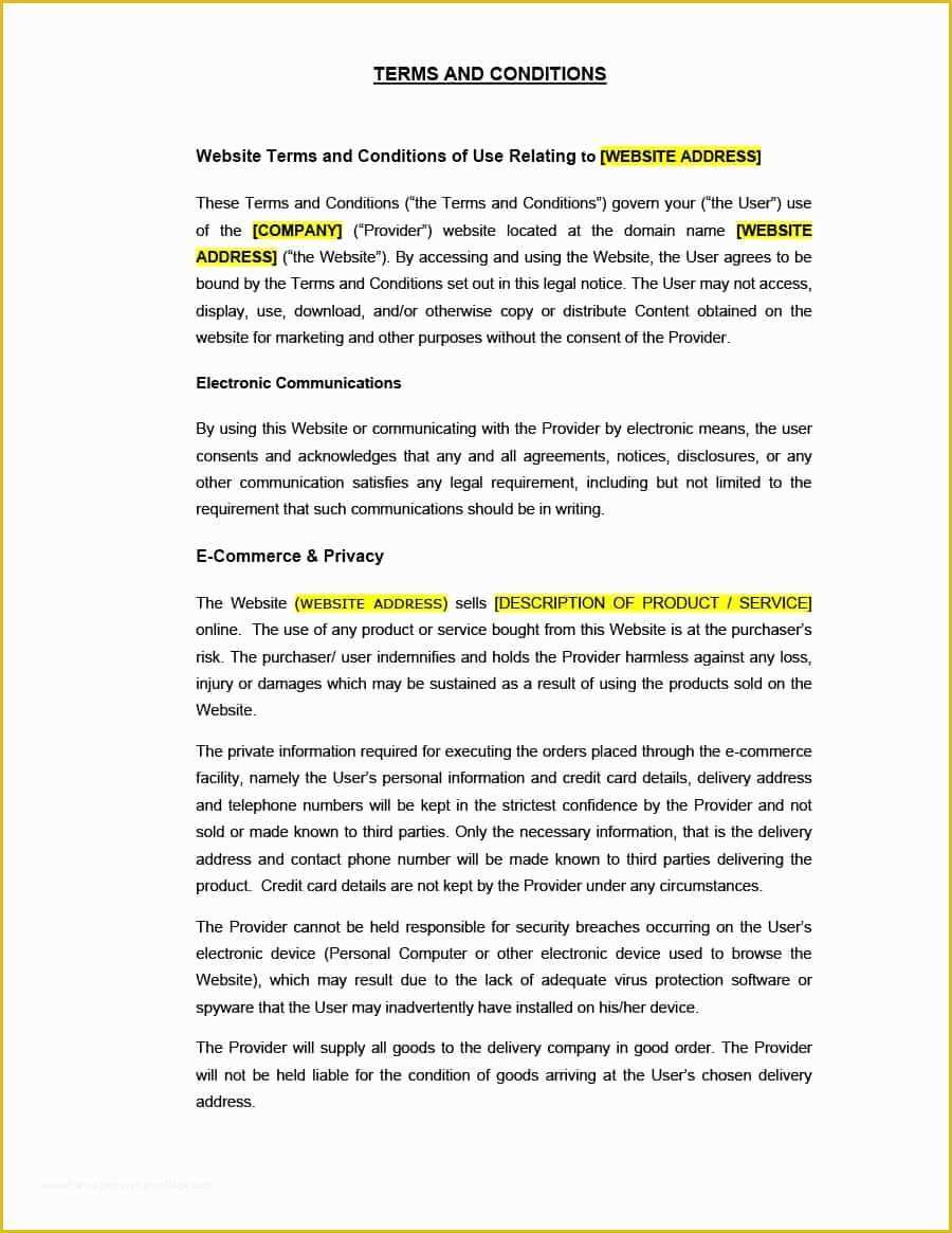 Free Terms and Conditions Template Of 40 Free Terms and Conditions Templates for Any Website