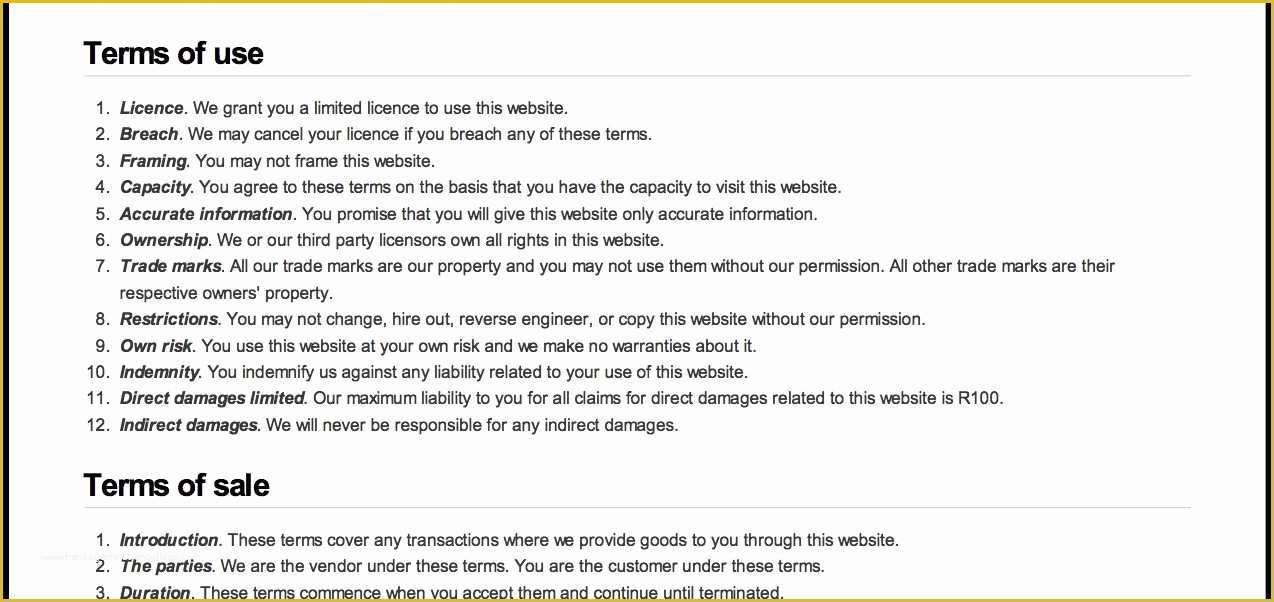 Free Terms and Conditions Template Of Get Free Website Terms and Conditions Template Here