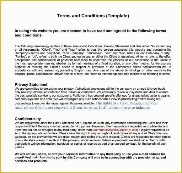 Free Terms and Conditions Template Of Sample Terms and Conditions 9 Download Free Documents