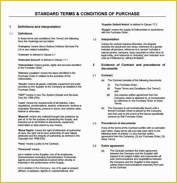 Free Terms and Conditions Template Of Sample Terms and Conditions 9 Download Free Documents