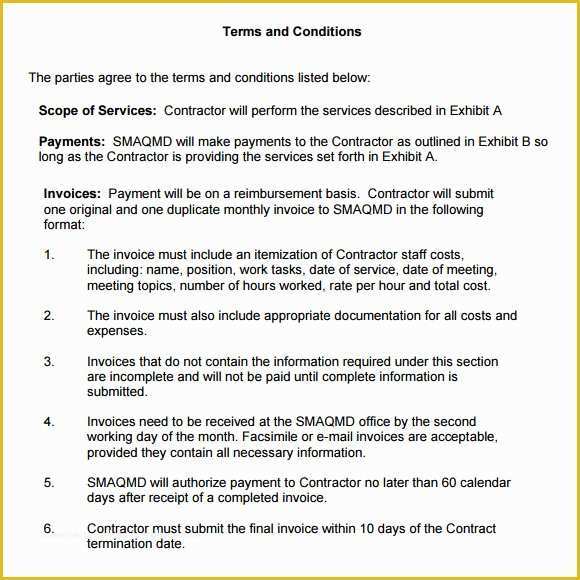 Free Terms and Conditions Template Of Sample Terms and Conditions 9 Download Free Documents