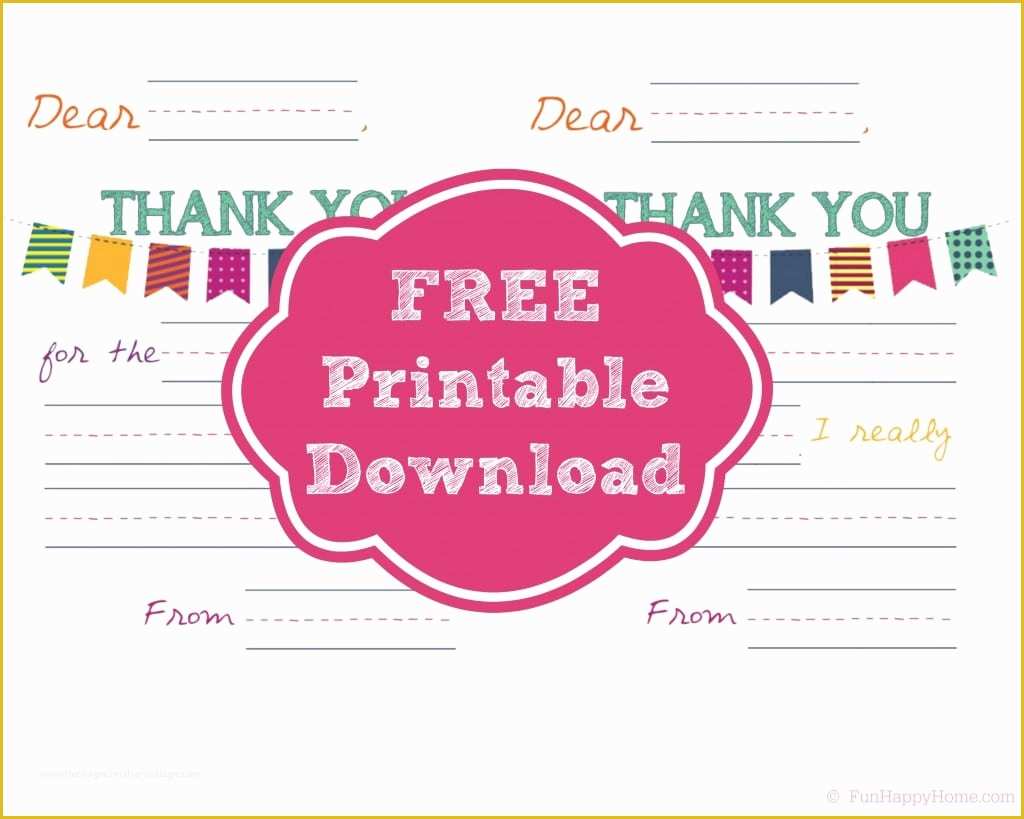 Free Thank You Card Template Of Printable Thank You Notes that Will Make Your Kids Feel