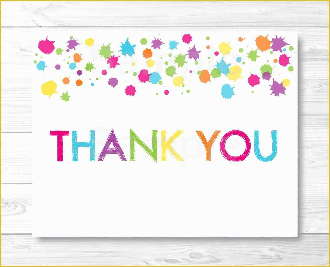 Free Thank You Card Template Of Rainbow Art Party Thank You Card Template Art Birthday Party