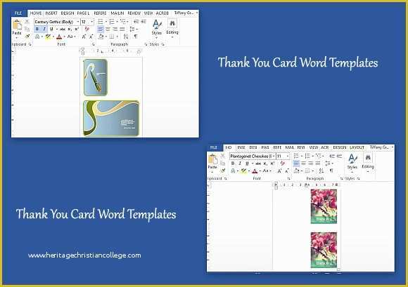 Free Thank You Card Template Word Of Thank You Card Word Templates