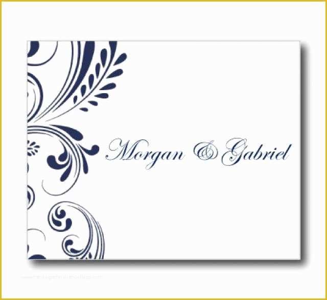 Free Thank You Card Template Word Of Wedding Thank You Card Template Navy Wedding Editable