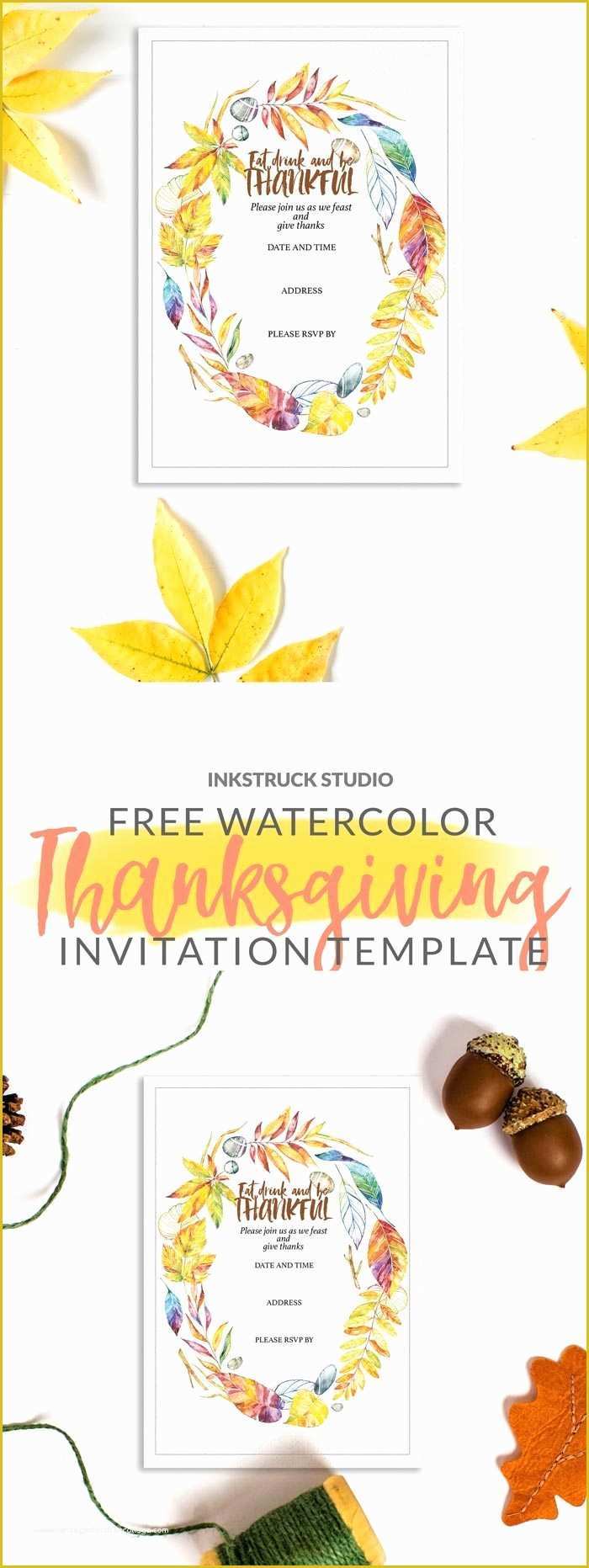 Free Thanksgiving Invitation Templates Of Free Watercolor Invitation Template for Thanksgiving