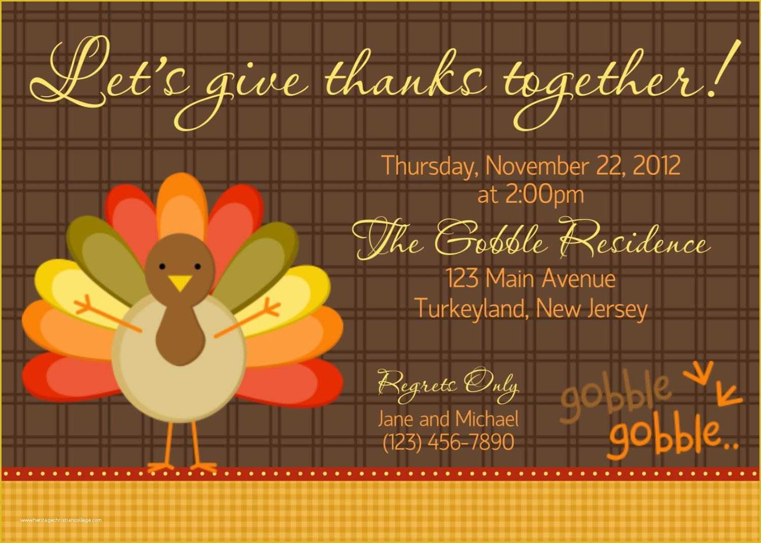 Free Thanksgiving Invitation Templates Of Gobble Gobble Thanksgiving Invitation Personalized