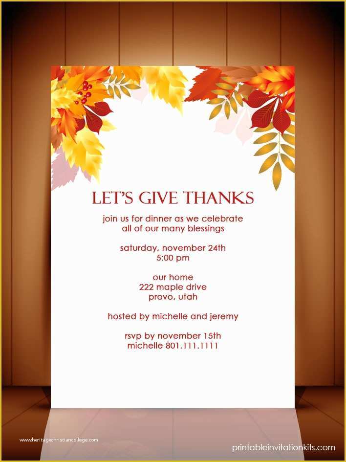 Free Thanksgiving Invitation Templates Of Thanksgiving Dinner Autumn Invitation Template ← Wedding