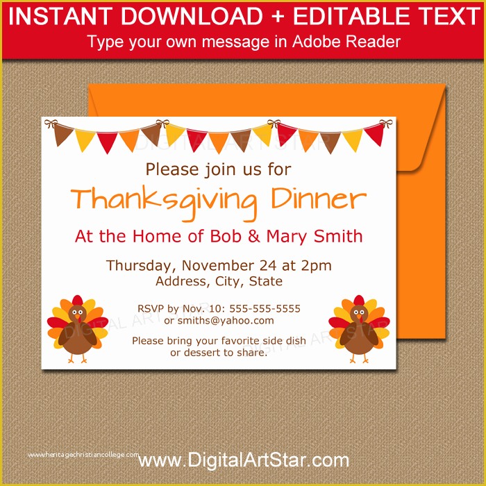 Free Thanksgiving Invitation Templates Of Thanksgiving Dinner Invitation Template with Turkey
