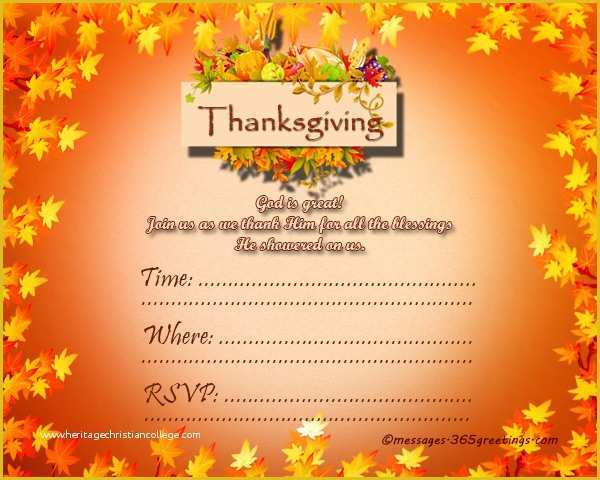 Free Thanksgiving Invitation Templates Of Thanksgiving Invitations 365greetings
