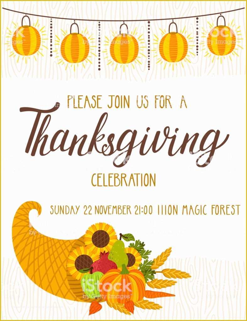 Free Thanksgiving Invitation Templates Of Vector Thanksgiving Invitation Template Invite for Harvest