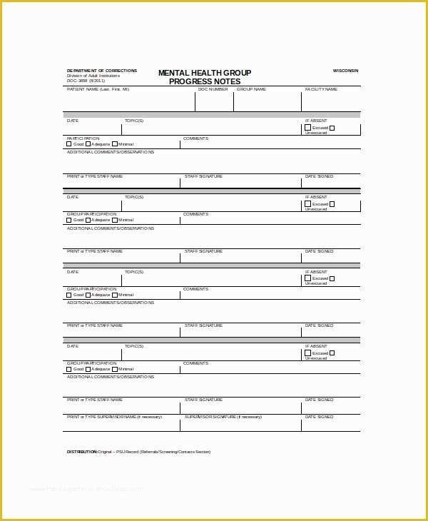 Free therapy Notes Template Of 10 Progress Note Templates Pdf Doc