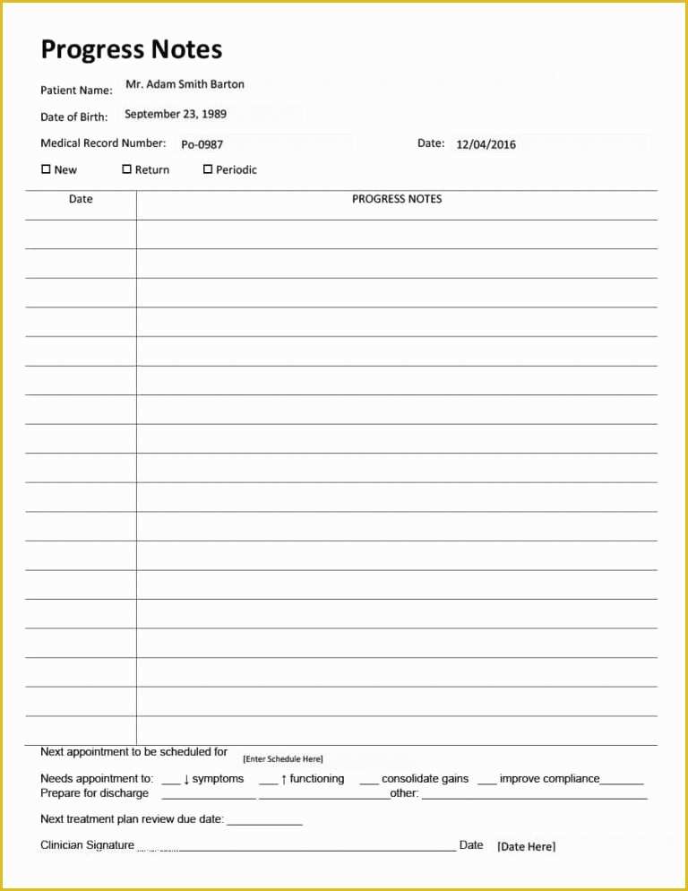 Counseling Progress Notes Template