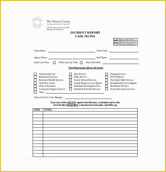 Free therapy Notes Template Of 7 Case Notes Templates – Free Sample Example format