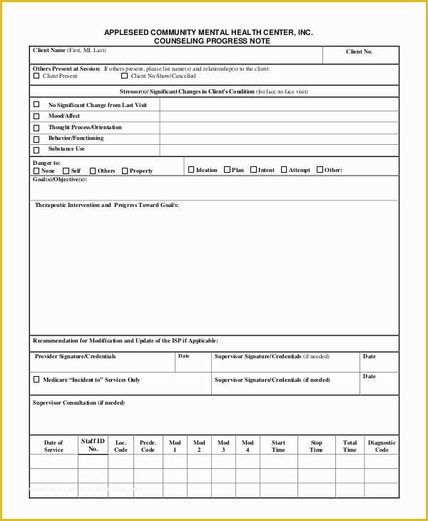 Free therapy Notes Template Of 8 Progress Note Samples