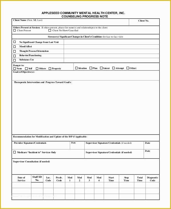 Free therapy Notes Template Of 8 Progress Note Samples