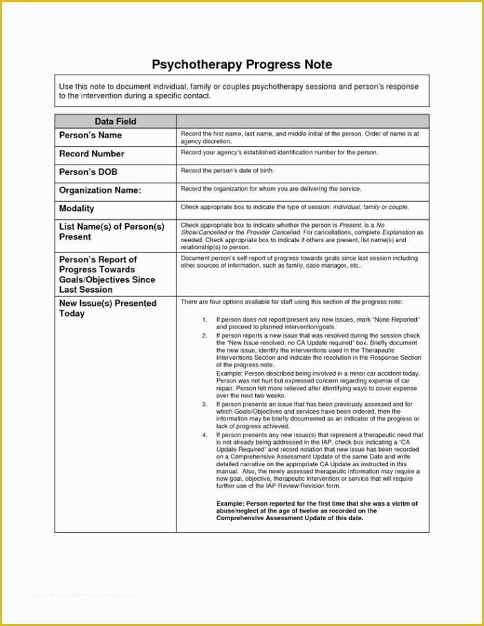 Free therapy Notes Template Of Daily Progress Note Example Templates Resume Examples
