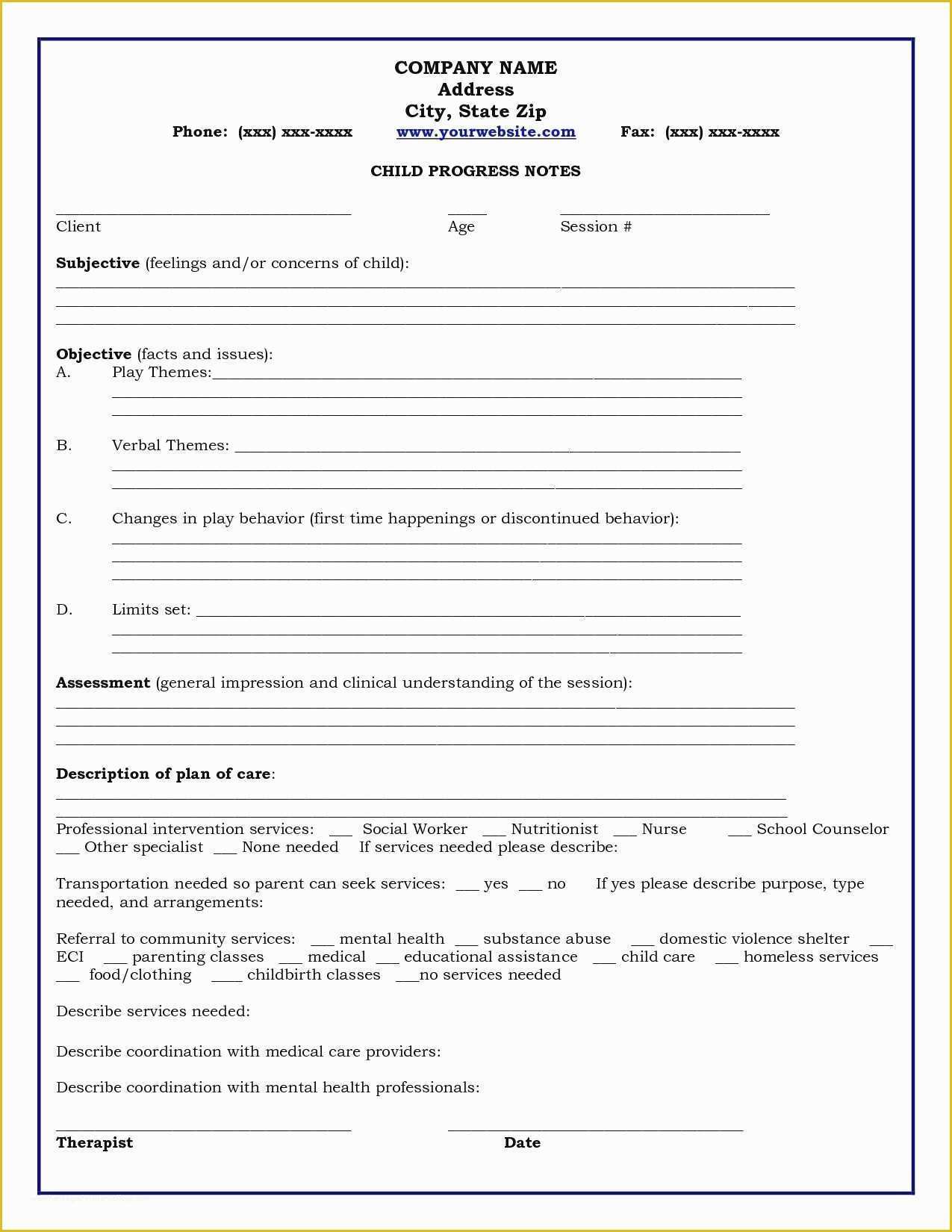 Free therapy Notes Template Of Free Counseling Progress Notes Template Best 25