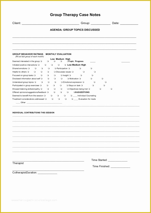 Free therapy Notes Template Of Group therapy Case Notes Printable Pdf